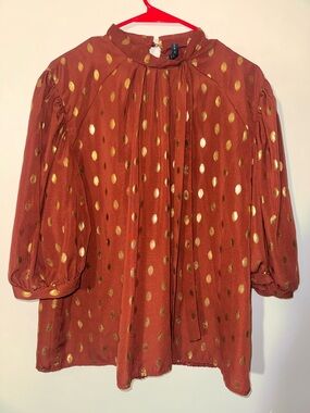 Rust Metallic Dot Blouse